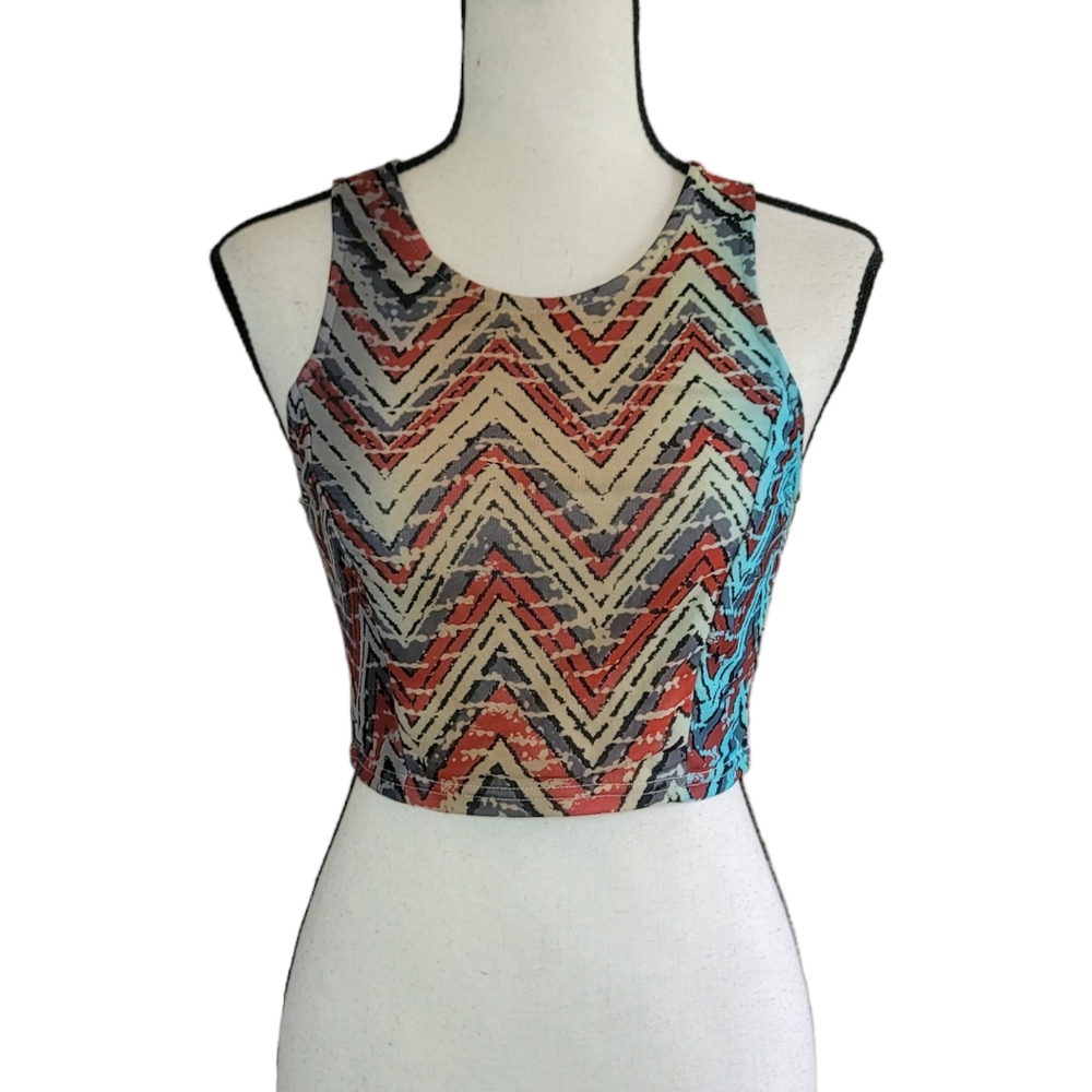 MILLAU multicolor chevron racerback cropped top